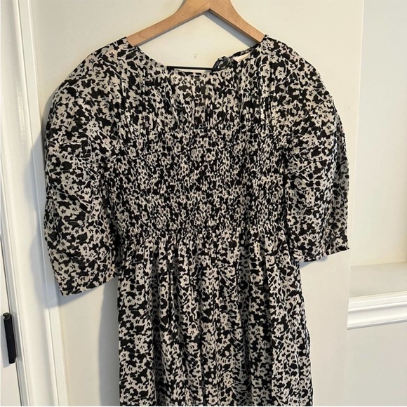 Rebecca Taylor Black Patterned Cotton Silk Midi Dress Small - Picture 6 of 7